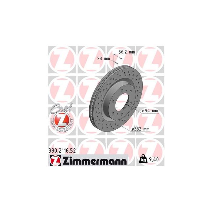 Тормозной диск ZIMMERMANN 380.2116.52 Фото