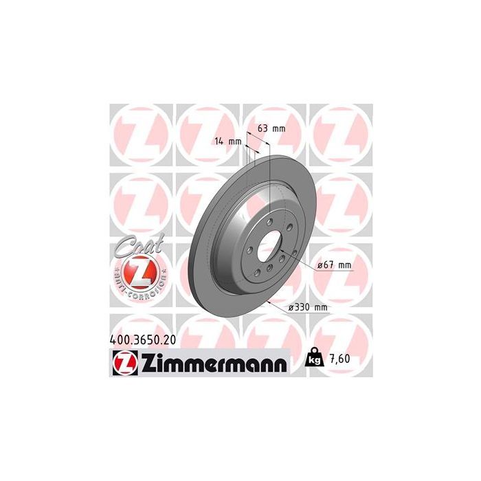 Тормозной диск ZIMMERMANN 400.3650.20 Фото