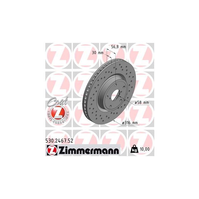 Тормозной диск ZIMMERMANN 530.2467.52 Фото