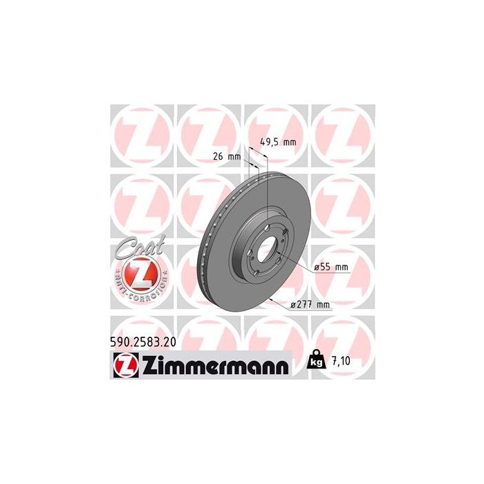 Тормозной диск ZIMMERMANN 590.2583.20 Фото