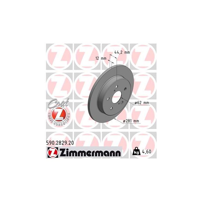 Тормозной диск ZIMMERMANN 590.2829.20 Фото