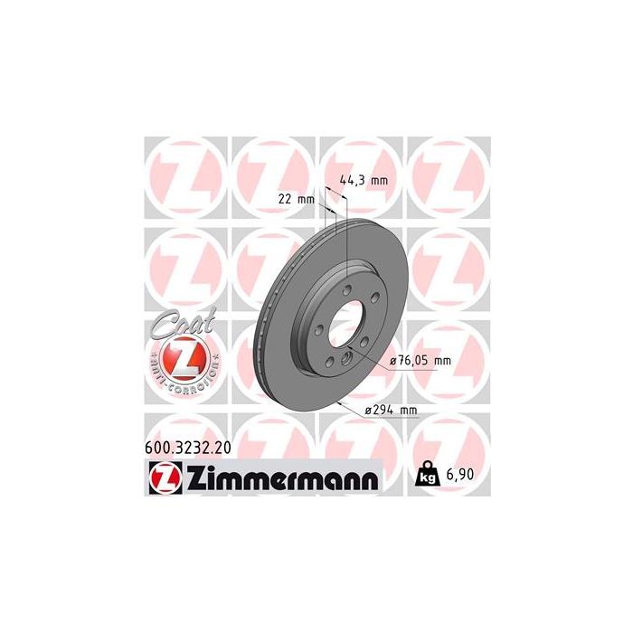 Тормозной диск ZIMMERMANN 600.3232.20 Фото