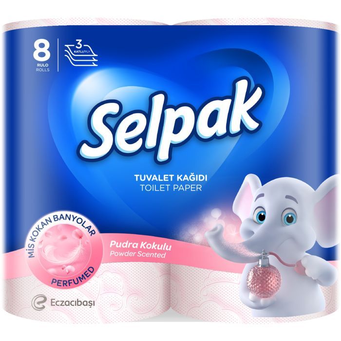 Туалетная бумага Selpak Perfumed Пудра 3 слоя 8 рулонов Фото
