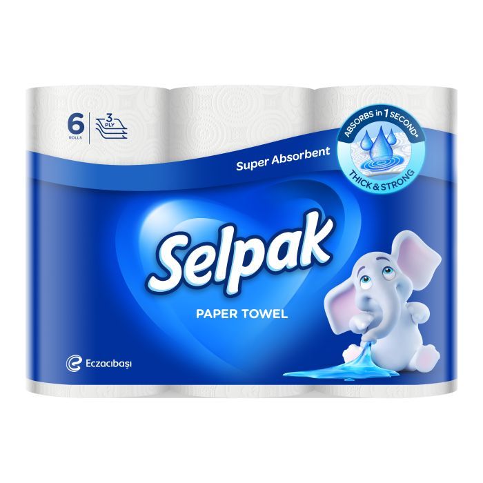 Бумажные полотенца Selpak 3 шари 80 відривів 6 рулонів Фото