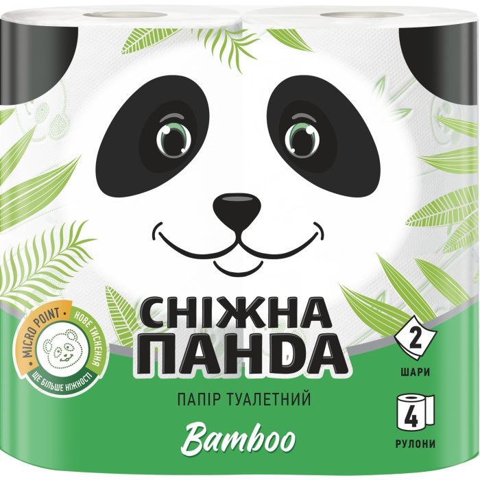 Туалетная бумага Сніжна Панда Bamboo 2 слоя 4 рулона Фото