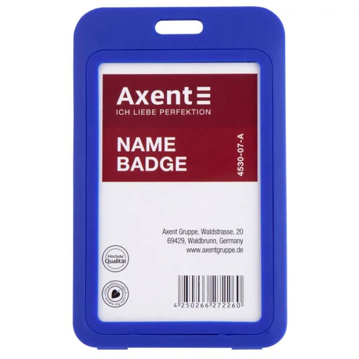 Бейдж Axent вертикальный, PP, 50х85мм, синий Фото