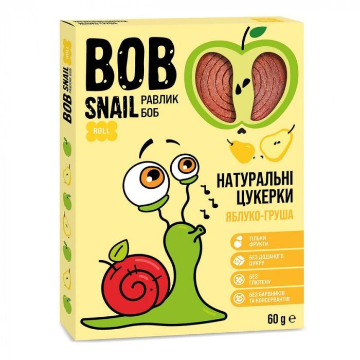 Конфета Bob Snail Равлик Боб Яблучно-грушева 60 г Фото
