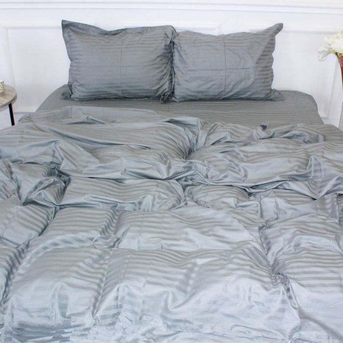 Постельное белье MirSon SatinStripe 30-0010LightGray 160х220 Полуторный Ев Фото