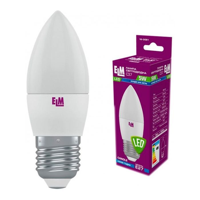 Лампочка ELM С37 5W PA10 E27 4000K Фото