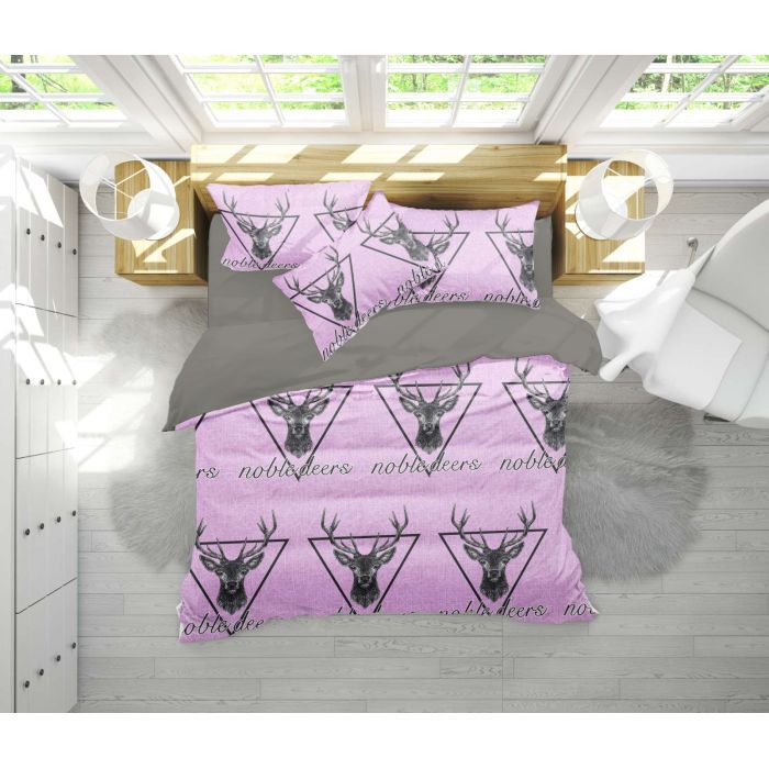 Постельное белье MirSon Бязь 17-0516 Noble deers pink Сімейний Фото