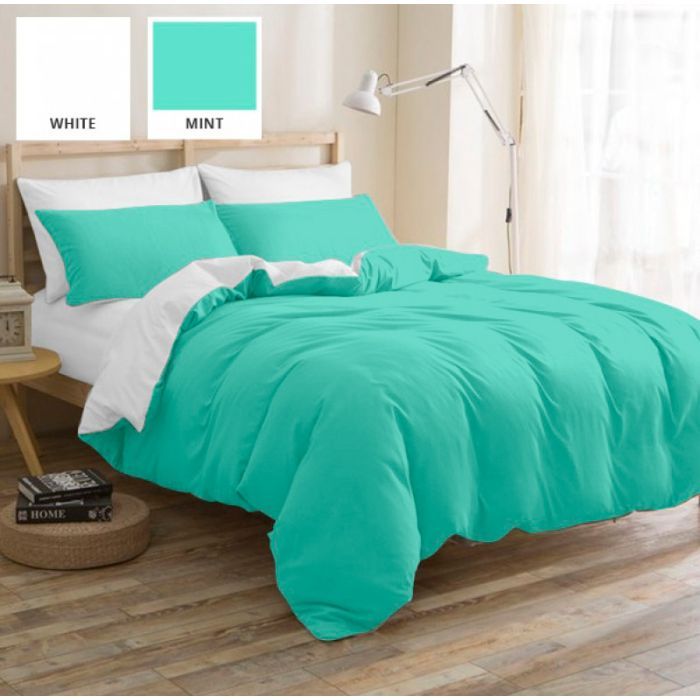 Постельное белье MirSon Бязь Premium White-Mint 143х210х2 Фото