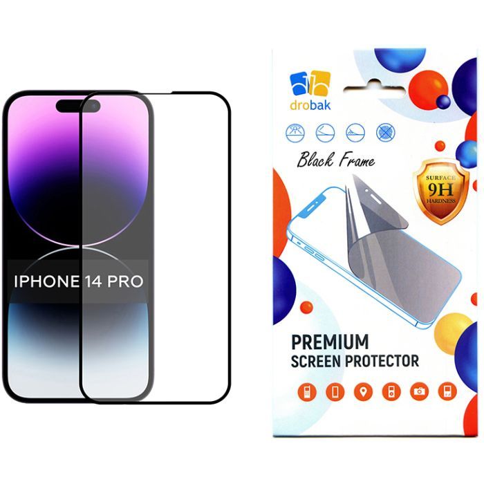 Стекло защитное Drobak Apple iPhone 14 Pro (Black) Фото