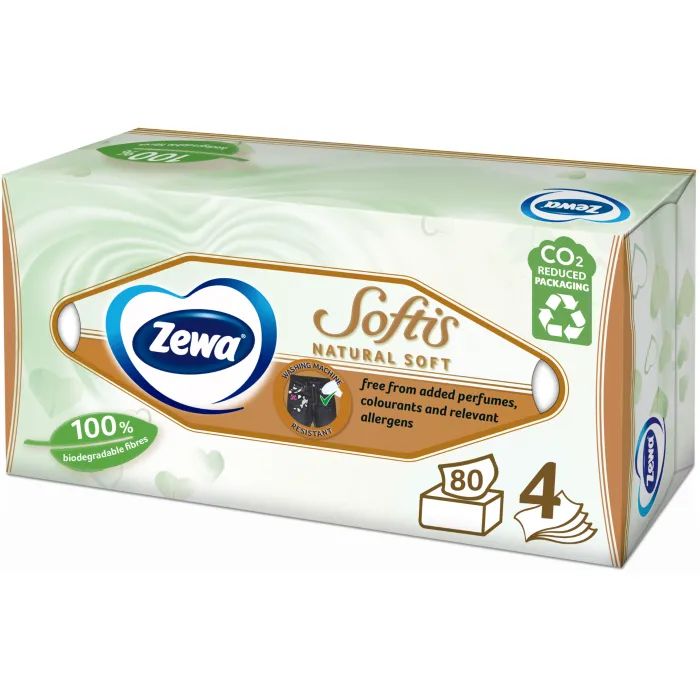 Салфетки косметические Zewa Softis Natural Soft 80 шт. Фото