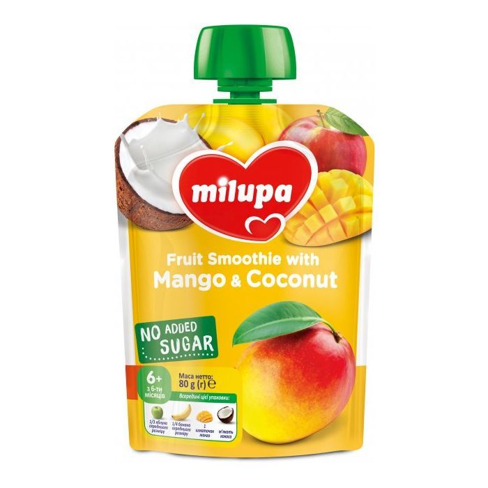 Детское пюре Milupa яблоко, банан, манго, кокос 80 г Фото