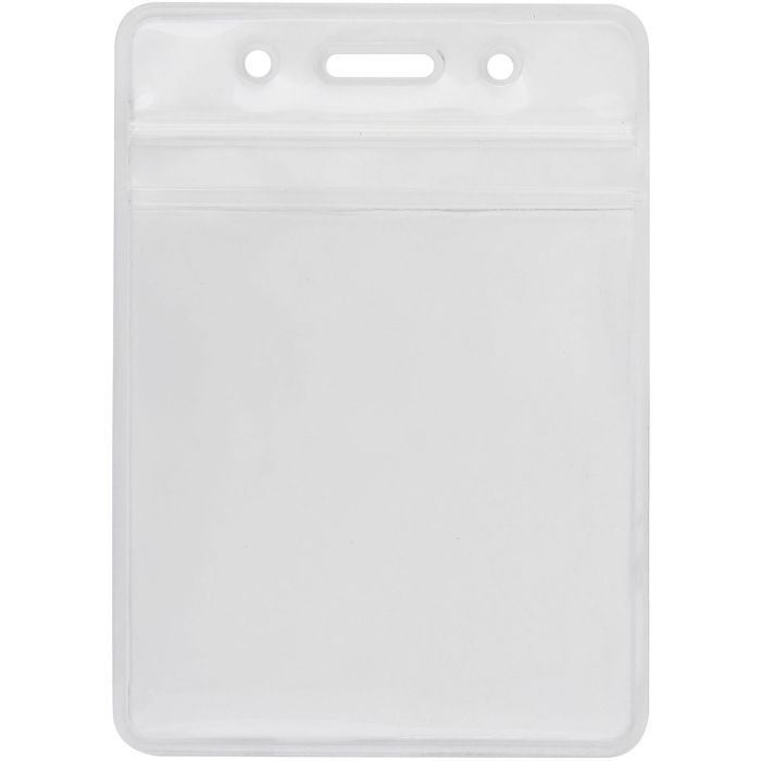 Бейдж Optima вертикальный замок zip lock PVC, 75х95 мм Фото