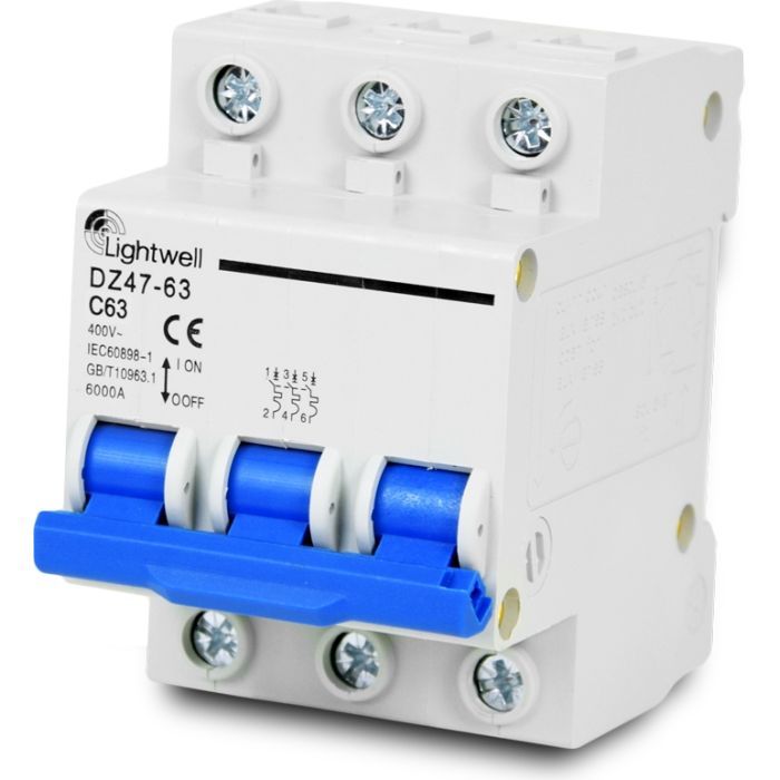 Автоматический выключатель Lightwell MCB 3P 63A Фото