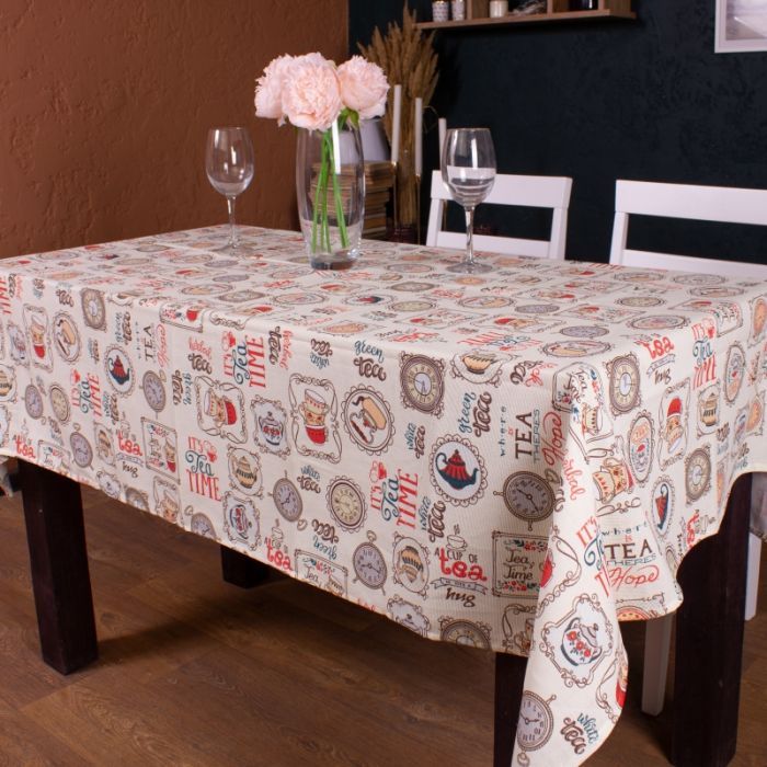 Скатерть MirSon Рогожа №218 Cream Services 130x300 см Фото