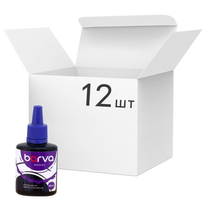 Краска штемпельная Barva 30 мл упаковка 12 шт, фіолетова Фото