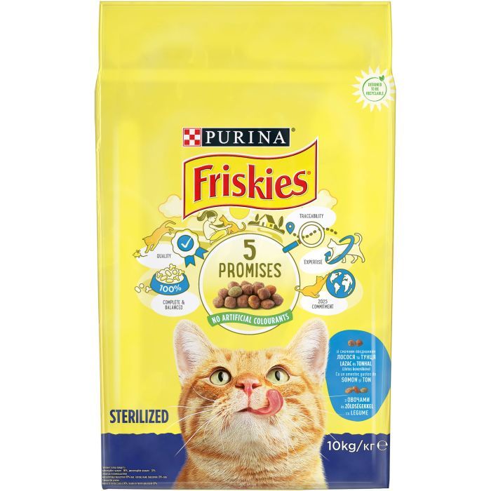 Сухой корм для кошек Purina Friskies Sterile з лососем і овочами 10 кг Фото 1