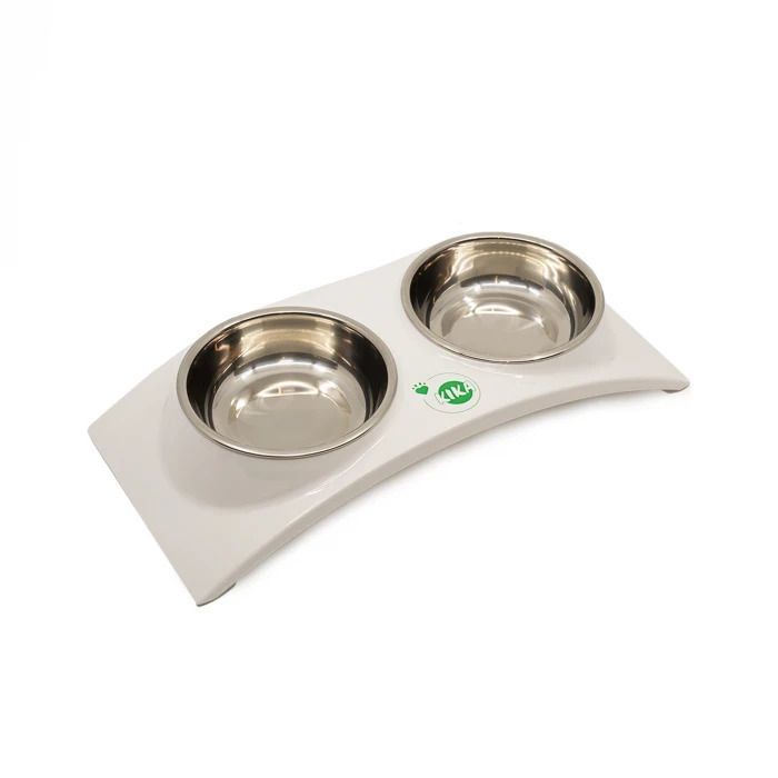 Посуда для собак KIKA Миска RAINBOW двойная L белая Фото