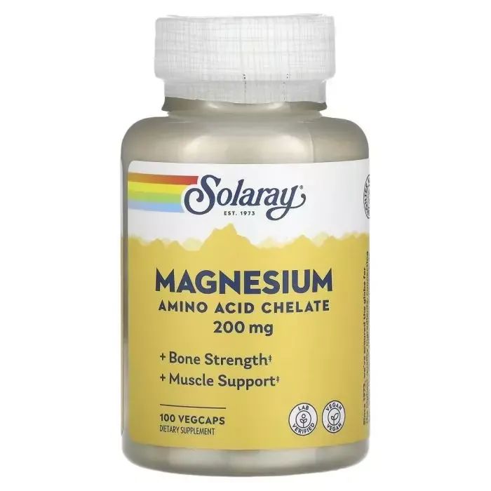 Минералы Solaray Магний, 200 мг, Magnesium, 100 вегетарианских кап Фото