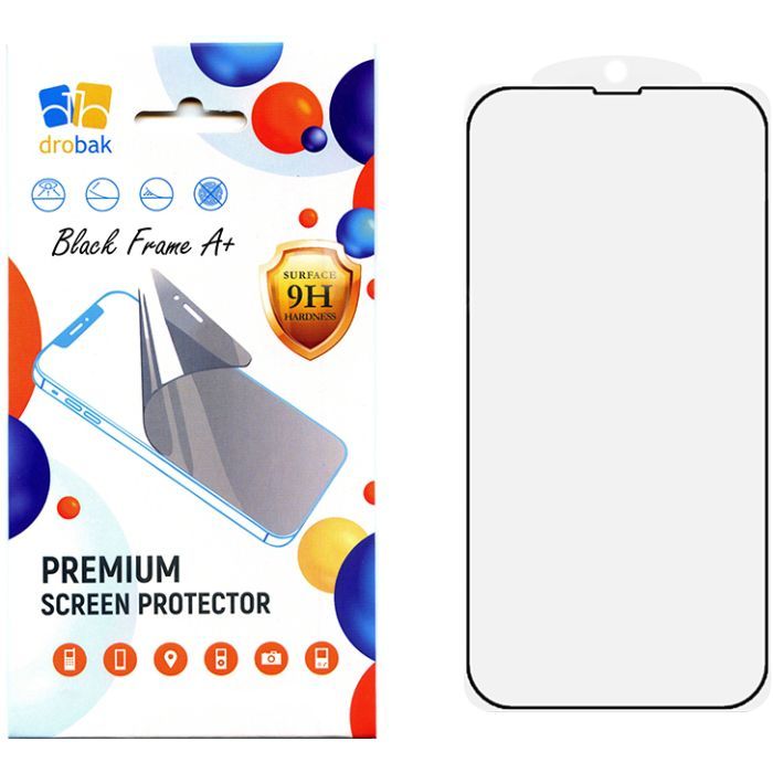 Стекло защитное Drobak Apple iPhone 15 Black Frame A+ Фото