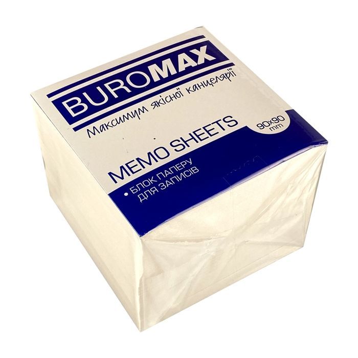 Бумага для заметок Buromax білий 90х90х50 мм, не склеєний Фото