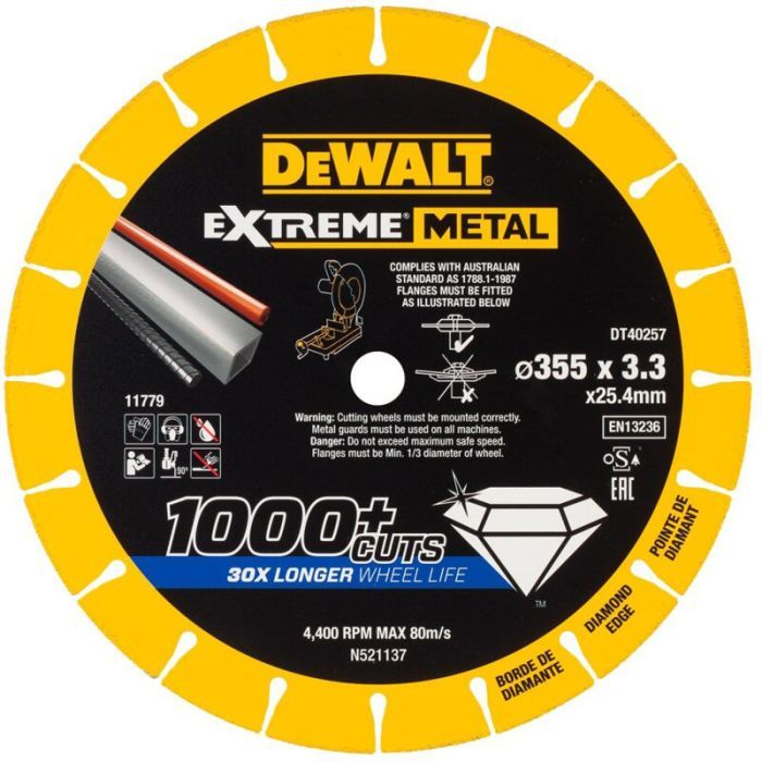 Круг отрезной DeWALT алмазный по металлу 355x3.3x25.4 мм Фото