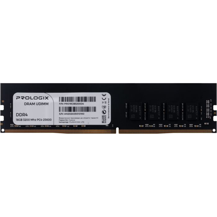 Модуль памяти для компьютера Prologix DDR4 16GB 3200 MHz Фото