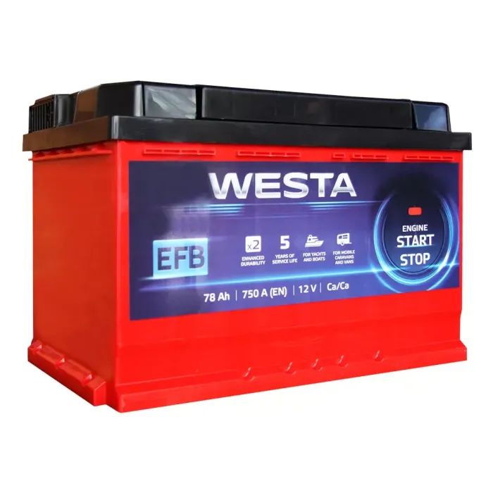 Аккумулятор автомобильный Westa 6CT-78 А RED EFB Фото