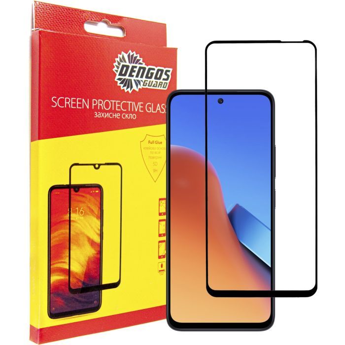 Стекло защитное Dengos Full Glue Xiaomi Redmi 12 (black) Фото