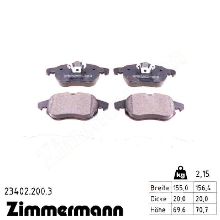 Тормозные колодки ZIMMERMANN 23402.200.3 Фото