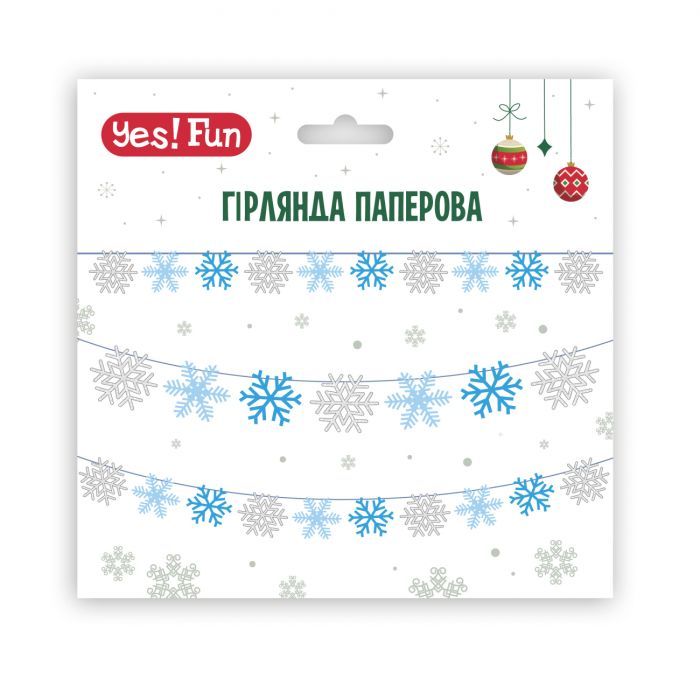 Гирлянда бумажная YES! Fun Сніжинки 10 фігурок 3 м Фото