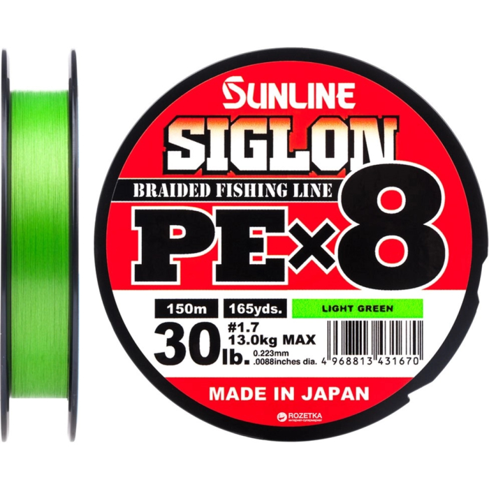 ШнурSunlineSiglonPEх8150m1.7/0.223mm30lb/13.0kgLightGreen(1658.09.68)