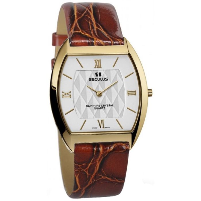 Наручные часы Seculus 1613.1.106 white, pvd, brown leather Фото