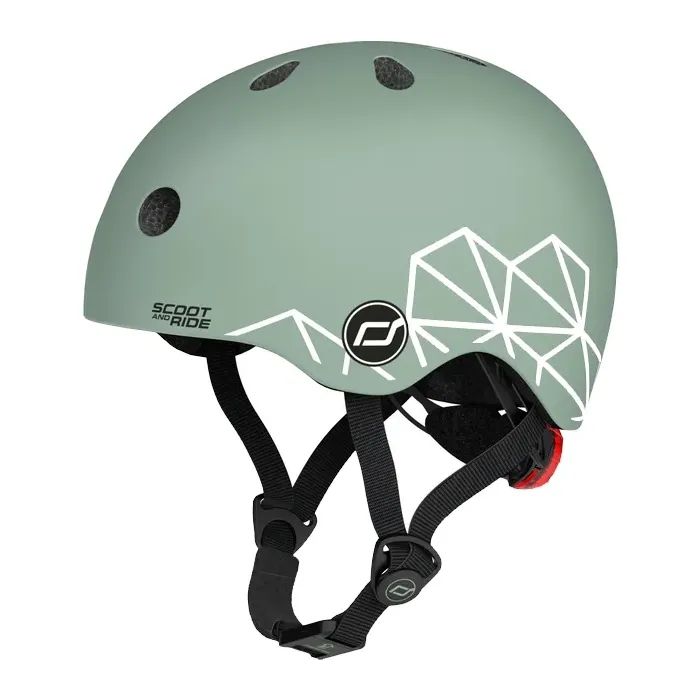 Шлем Scoot&Ride 45-51см, зеленый, с фонариком Фото