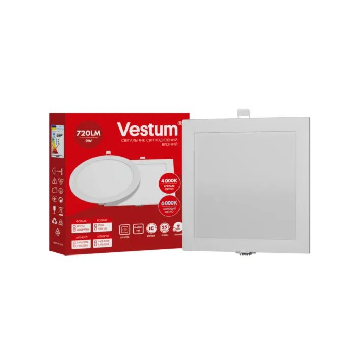 Светильник Vestum LED квадратный 9W 6000K 220V Фото