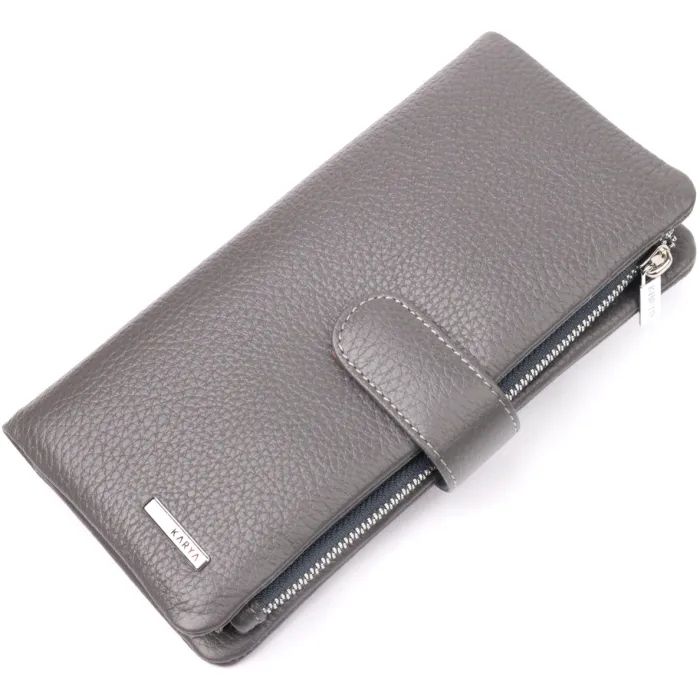 Портмоне Karya Из натуральной кожи Серое Фото