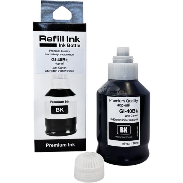 Чернила Premium Quality Canon GI-40BK 170ml, black, pigmented Фото