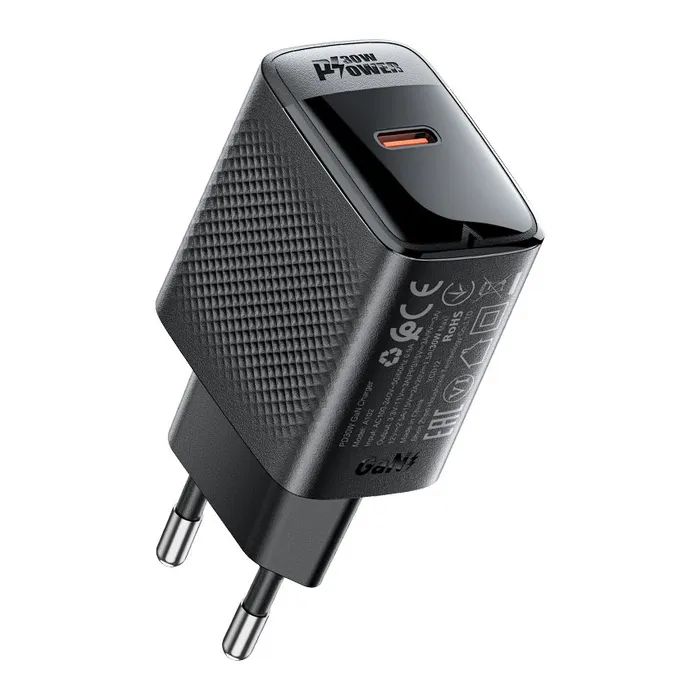 Зарядное устройство Acefast A102 USB-C PD30W GaN Black Фото