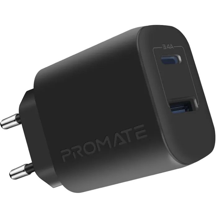 Зарядное устройство Promate 17W USB-C + USB-A Фото