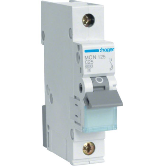 Автоматический выключатель Hager 1-п. C 25A (6kA) 1M (A) Фото
