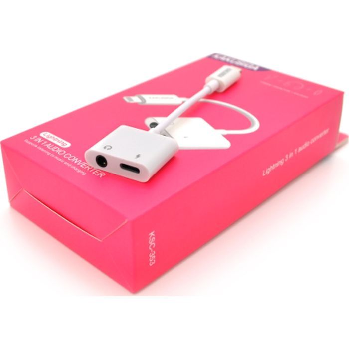 Переходник iKAKU Lightning 2-in-1 Audio Adapter Lightning + 3.5mm Фото
