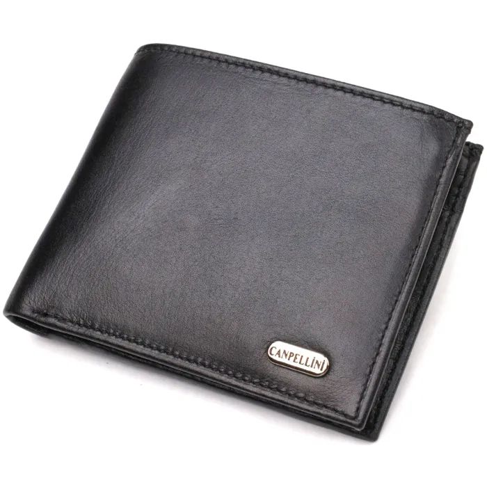Портмоне Canpellini Из натуральной кожи Черное Фото