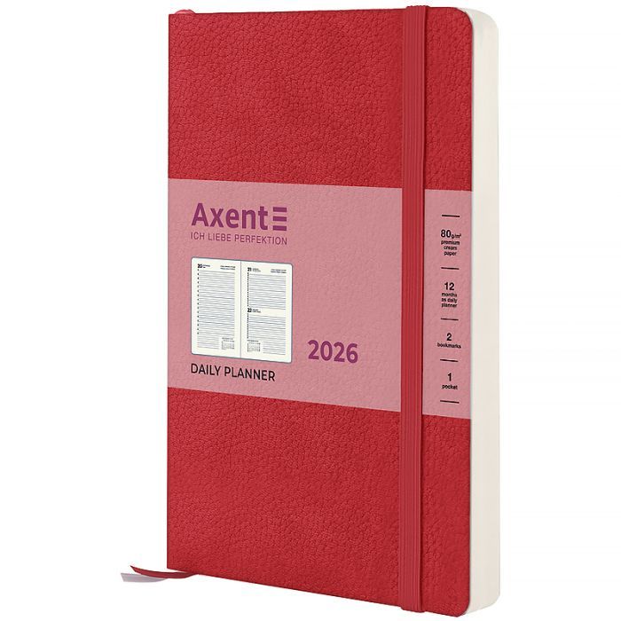 Еженедельник Axent датированный 2026 Partner Soft Skin, 145х210, крас Фото
