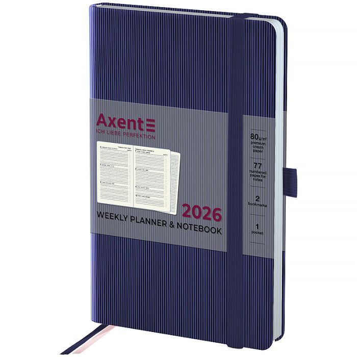 Еженедельник Axent датированный 2026 Partner Lines 125х195, темно-син Фото