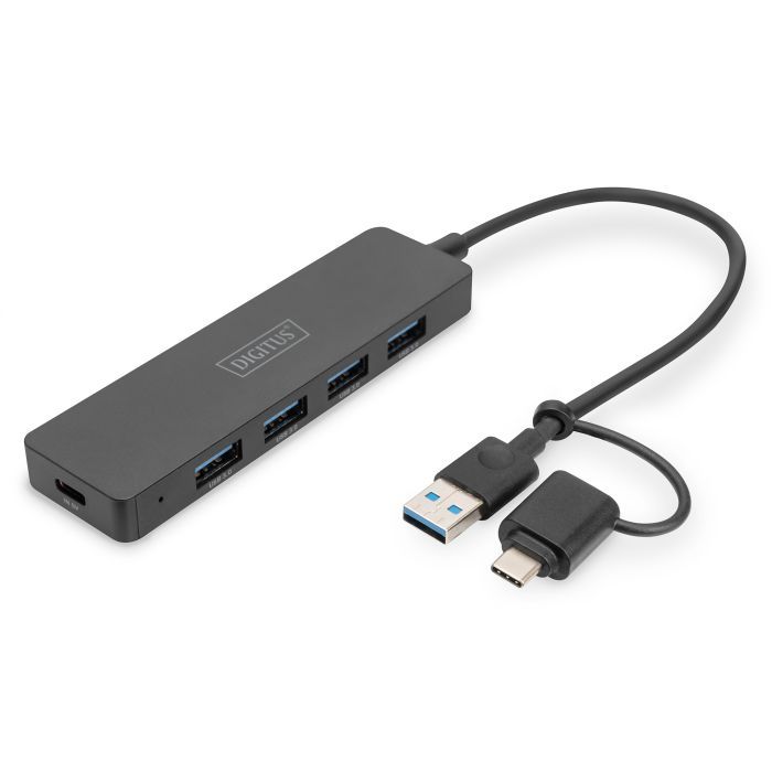 Концентратор Digitus USB-C + USB-A to 4xUSB-A 0.2m black Фото