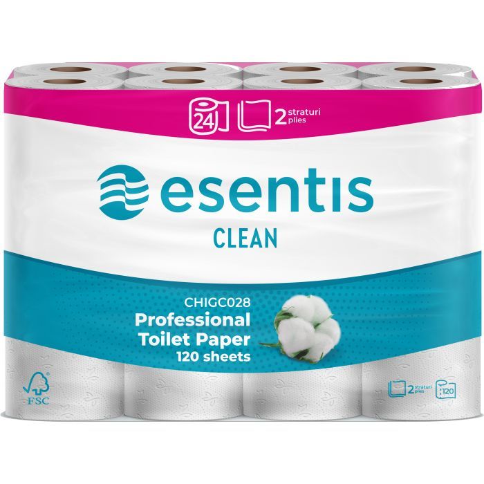 Туалетная бумага Esentis Clean 2 слоя 24 рулона Фото