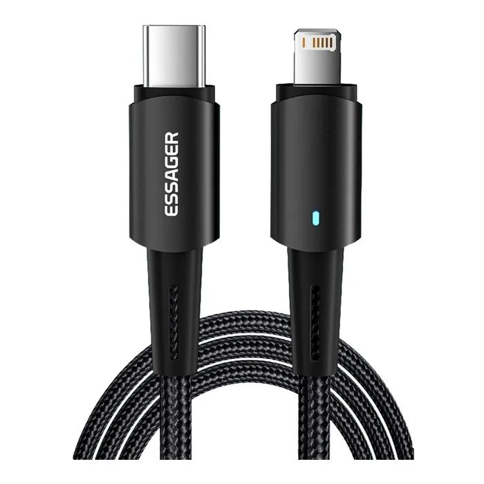 Дата кабель Essager USB-C to Lightning 2.0m 20W black Фото