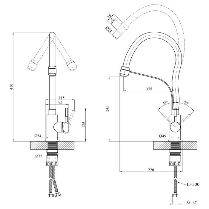 Смеситель Kroner EdelstahlKlassisch-ESG03593BLK Фото